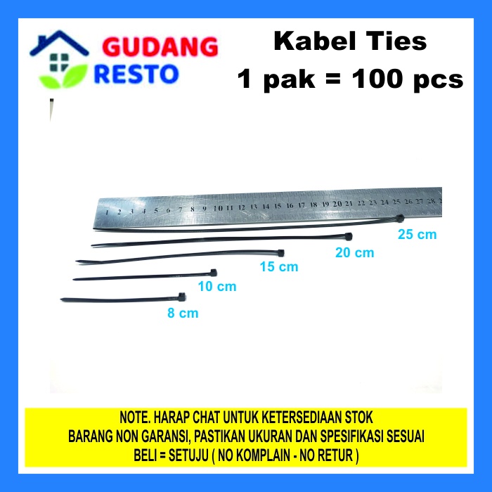 Kabel Ties / Cable Tis 10cm / 15cm / 20cm / 25cm / 30cm tali / pengikat / dasi sabuk / serut