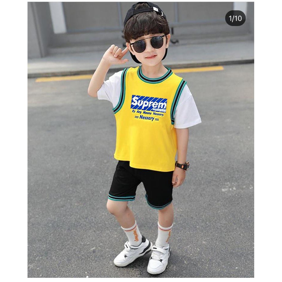 SUPRM SPORT Baju setelan kaos celana pergi jalan lucu fashion anak bayi cowok laki murah