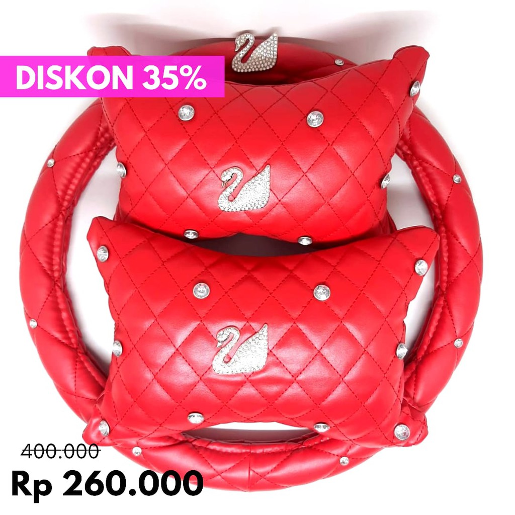 Set Bantal Mobil Swan 2in1 Merah Import