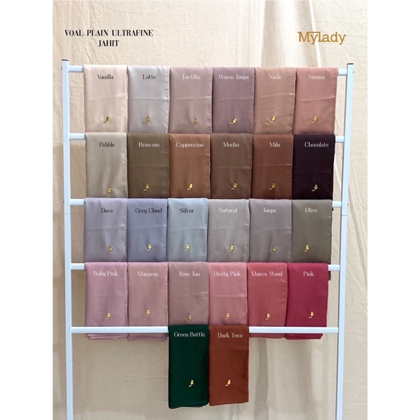 Part 1 Mylady Hijab Plain Voal Ultrafine by Myladyhijab dark mustard silver broken white optic white-7