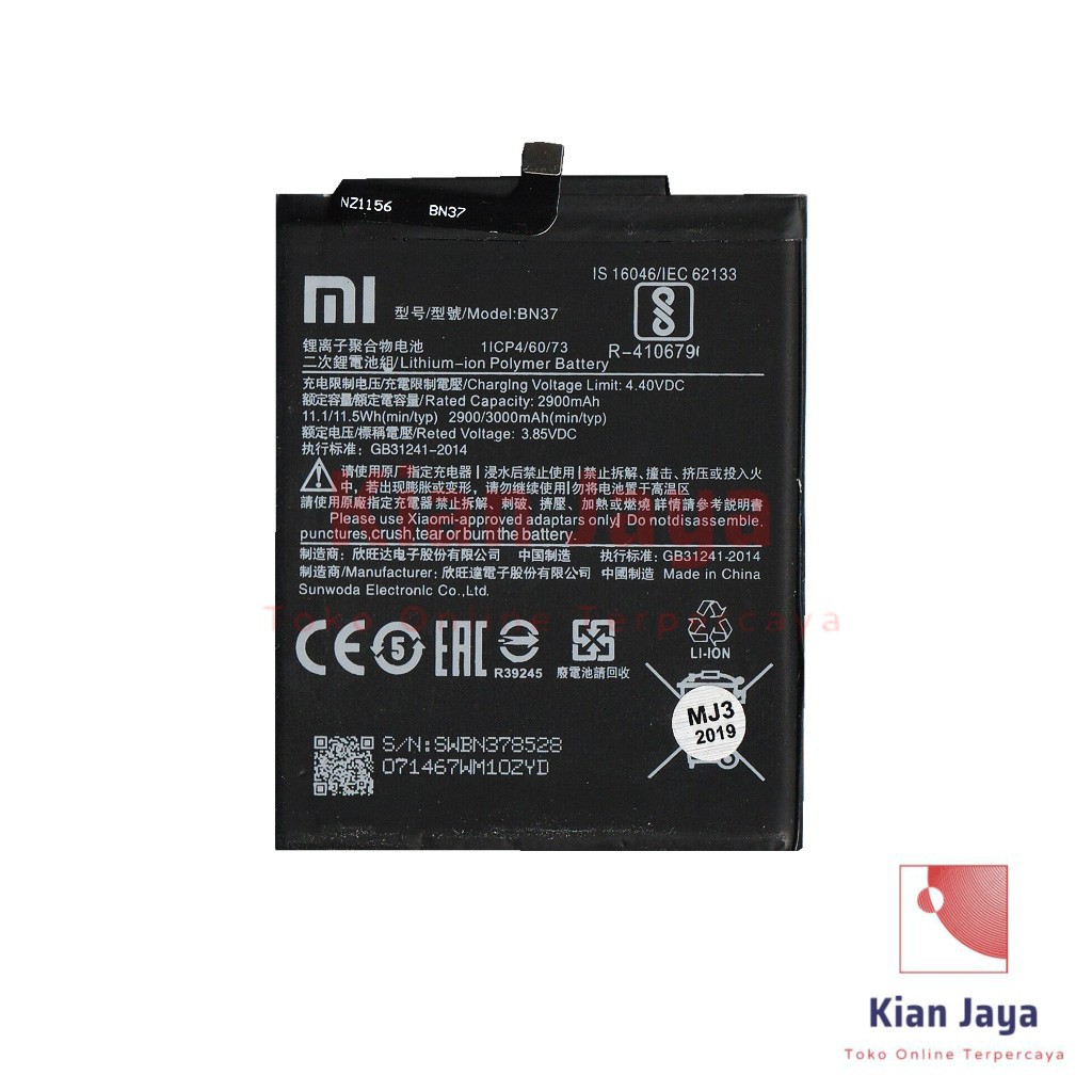 Baterai Hp XiaoMi Redmi 6 6A BN37 Original OEM Batre Batrai Battery BN 37