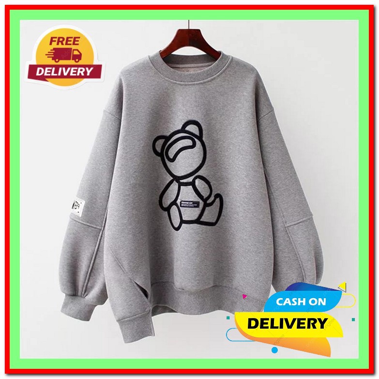 Sweater Oversize Wanita Korea Original Polos Jumbo Tebal Baju Atasan Cewek Perempuan Murah Bisa Untu