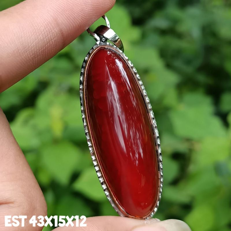 LIONTIN BATU AKIK PANDAN MERAH JAMBLANG ASLI NATURAL