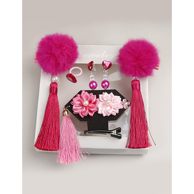 LRC Bando Fashion Fuzzy Ball Decorated Hair Accessories(6pcs) F04143