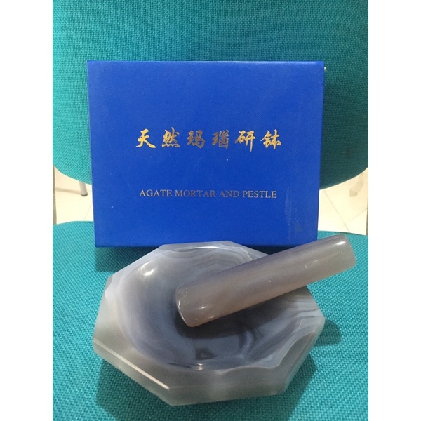 Agate Mortar and Pestle Diameter 10cm Batu Alam Agate