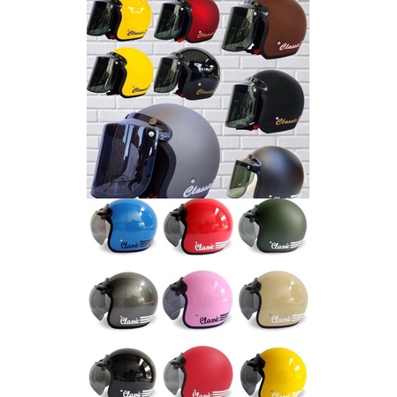 Helm bogo kw classic kaca datar & kaca cembung hitam
