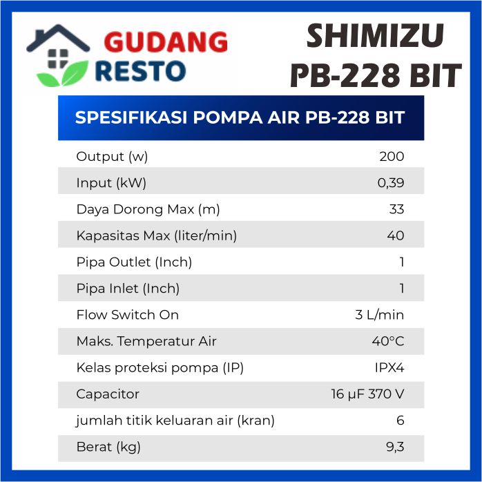 SHIMIZU PB 228 BIT POMPA AIR BOOSTER PUMP OTOMATIS PB228 DORONG FLOW SWITCH 228BIT AUTOMATIC