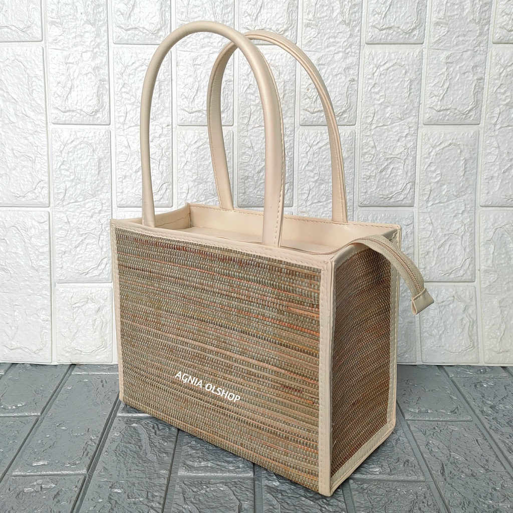 Tas Parcel Mendong Tas Anyaman Mendong Keranjang Hampers Tas Mendong Tenun Kulit Sintetis Tas Wanita