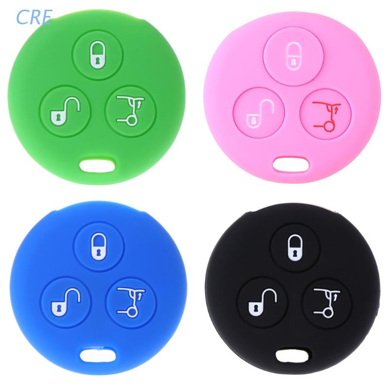 Cre Case Cover Kunci Mobil Bahan Silikon Untuk Benz Smart City Roadster Fortwo 3 Tombol