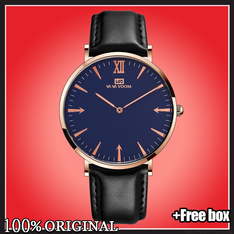 VaVa Voom JT Jam Tangan Pria Sangat tipis Fashion Analog Cowok Stainless Steel Quartz Original Tahan