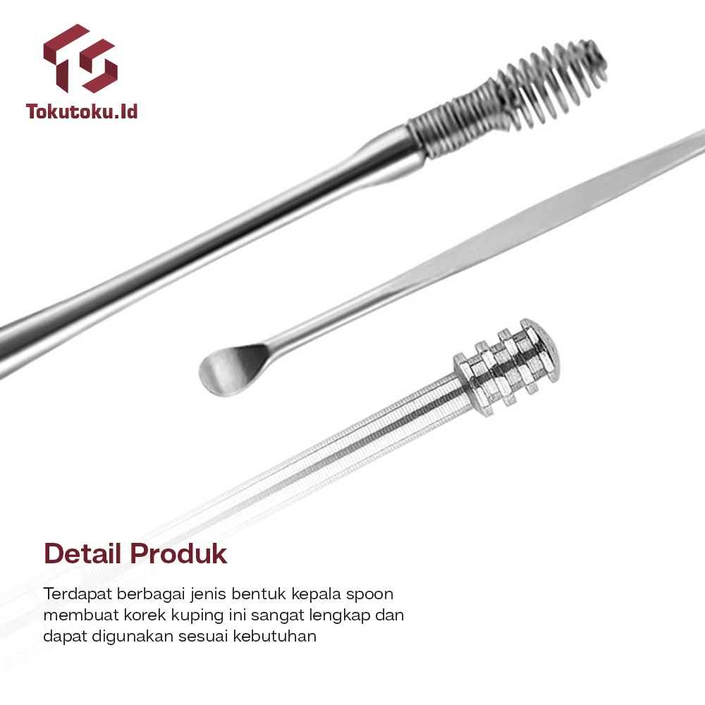 Set Korek Kuping Besi Alat Pembersih Telinga Stainless Ear Wax Picker