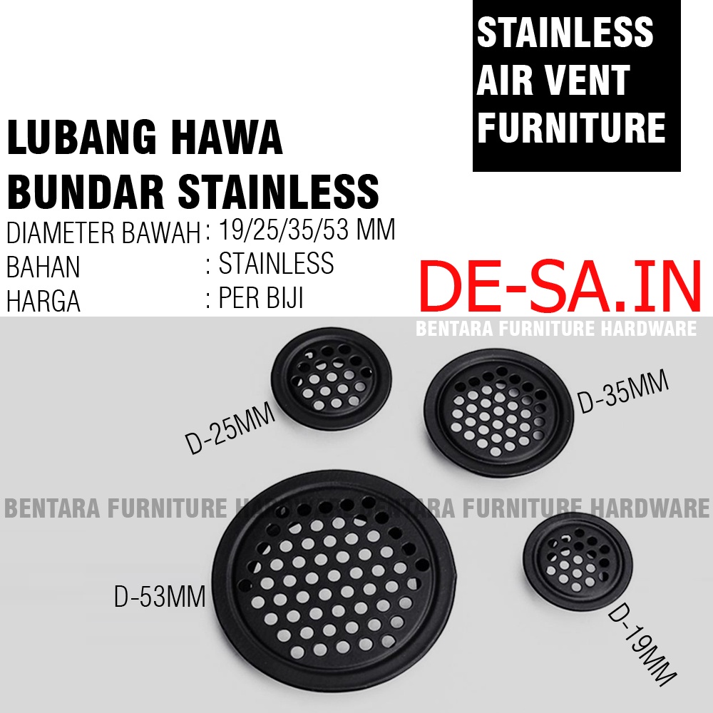 Lubang Hawa Stainless19MM 25MM 35MM 53MM  - Ventilasi Udara Bulat Bundar Small Medium Large Kecil Sedang Besar