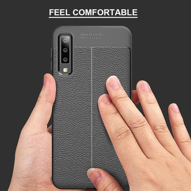 SAMSUNG A7 2018 CASE AUTOFOCUS LEATHER SOFT CASE CASING KULIT SAMSUNG A750 A7 2018