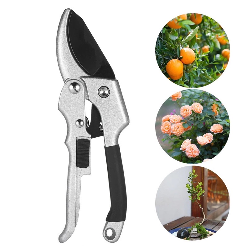 KKMOON Gunting Taman Ranting Tumbuhan Bunga Garden Pruning Shear Scissors - SK-5 - Silver