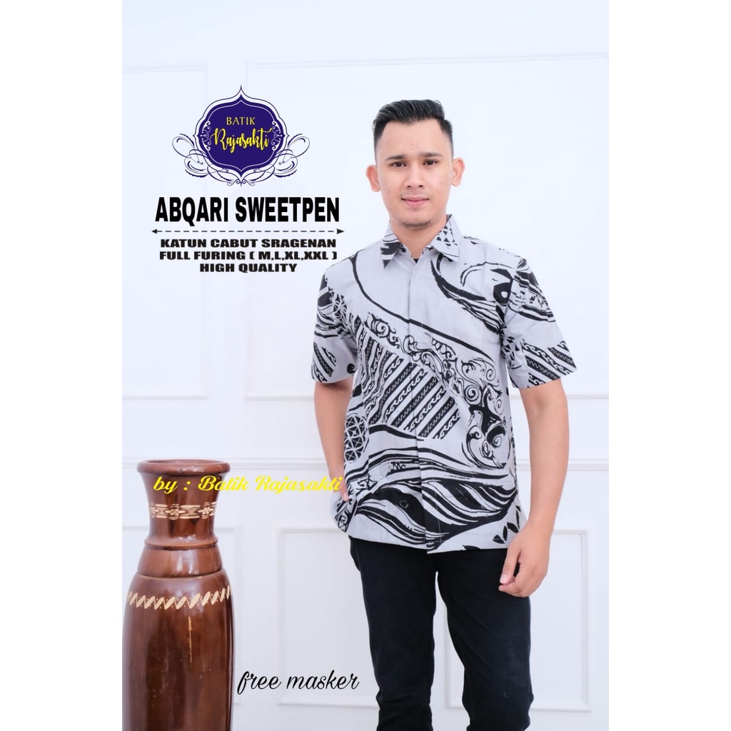 ABQARI RAJASAKTI KEMEJA BATIK SOLO PRIA LENGAN PENDEK PANJANG LAPIS FURING ATASAN PREMIUM MODERN KATUN HALUS AUSHAF BABON ANGKREM BAHUWIRYA  BANAMITRA BANAMITRA PUTIH BANGSAWAN BAYU PUTRA BERLIAN BIRU BHARATAYUDA BIMASENA BIRENDRA BIRU INDAH BRAHMAKERTA