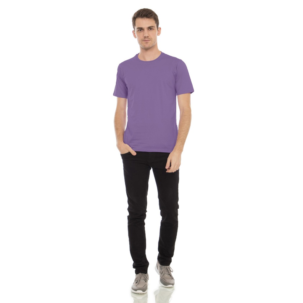 KAOS POLOS COTTON COMBED - UNISEX LENGAN PENDEK - UNGU MUDA