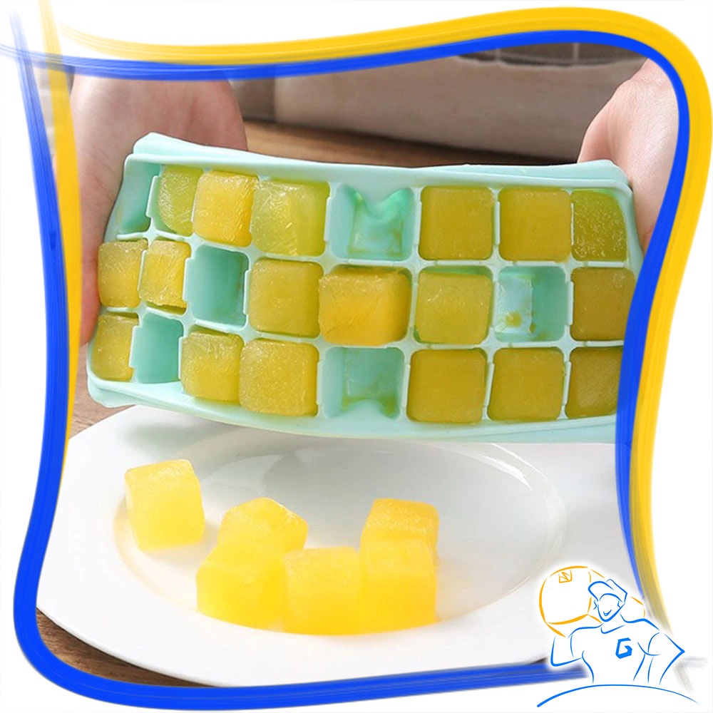 Cetakan Es Batu Puding Silikon 24 Kotak 36 Kotak Ice Cube Tray Dengan Tutup Cetakan Sirup Batu Es Cetakan Cokelat Jelly Kulkas Susun