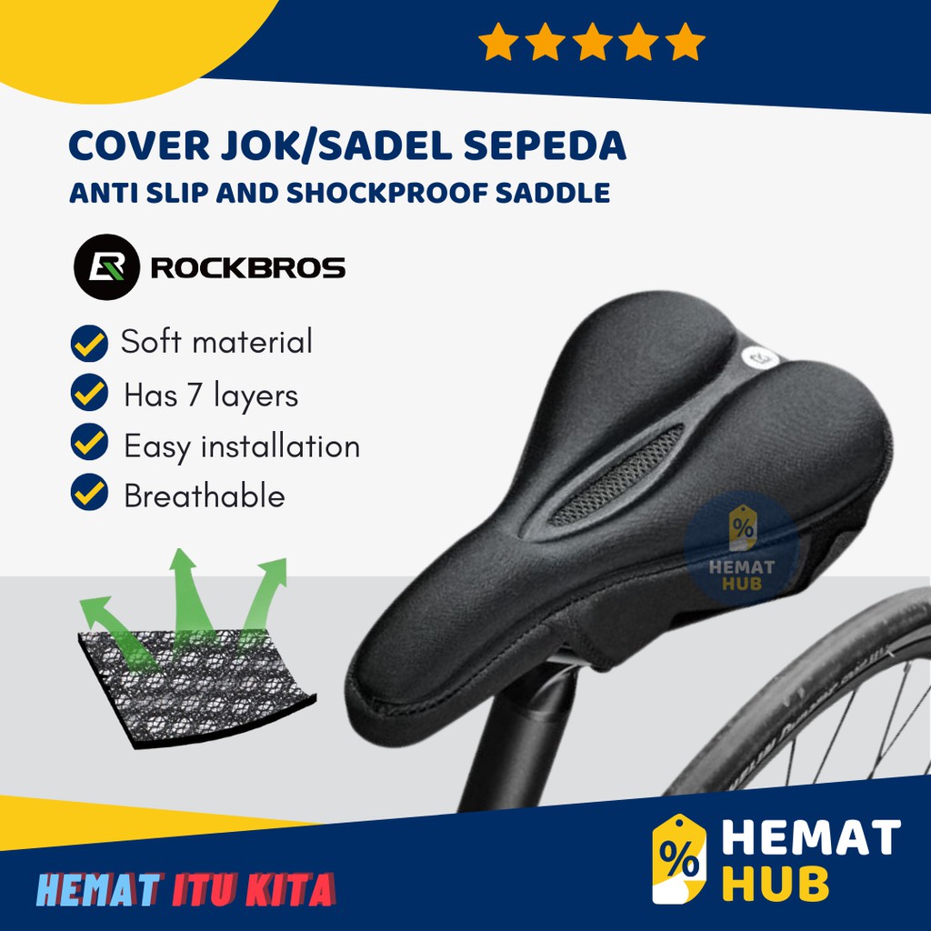 Cover Jok Sepeda Empuk Rockbros Sadel Breathable Lycra Fiber Mat Anti Gerah Portable Nyaman