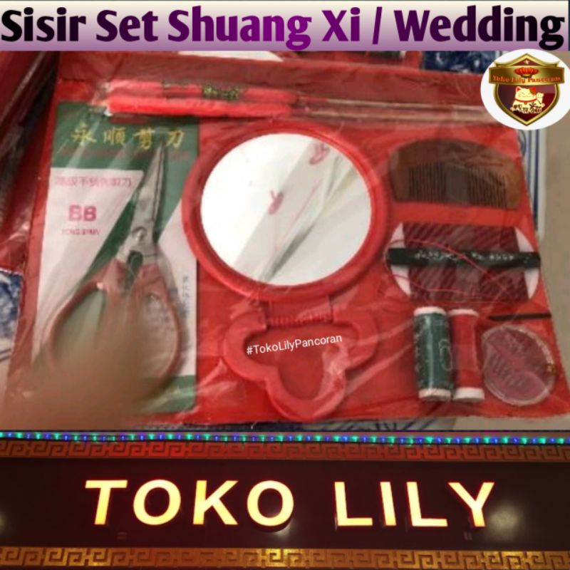 Sisir Set Sangjit / Set Sisir Cermin Pernikahan Lamaran Shuang Xi / Set Jahit Sangjit / Seserahan Wedding Set