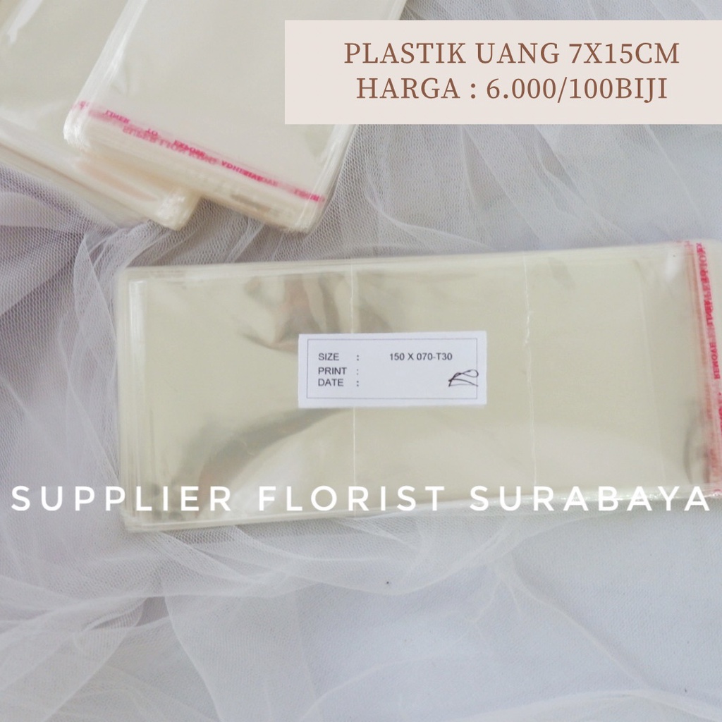 [100 PC] PLASTIK BENING UNTUK UANG PLATIK UANG DUIT MONEY BOUQUET 7x15 PLASTIK OPP DIY FLORIST MONEY CAKE