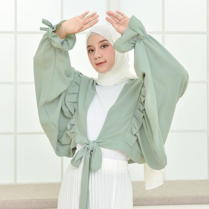 BAJU ATASAN WANITA ARULA KIRANA CLASSY RUFFLE CROP OUTER OUTERWEAR