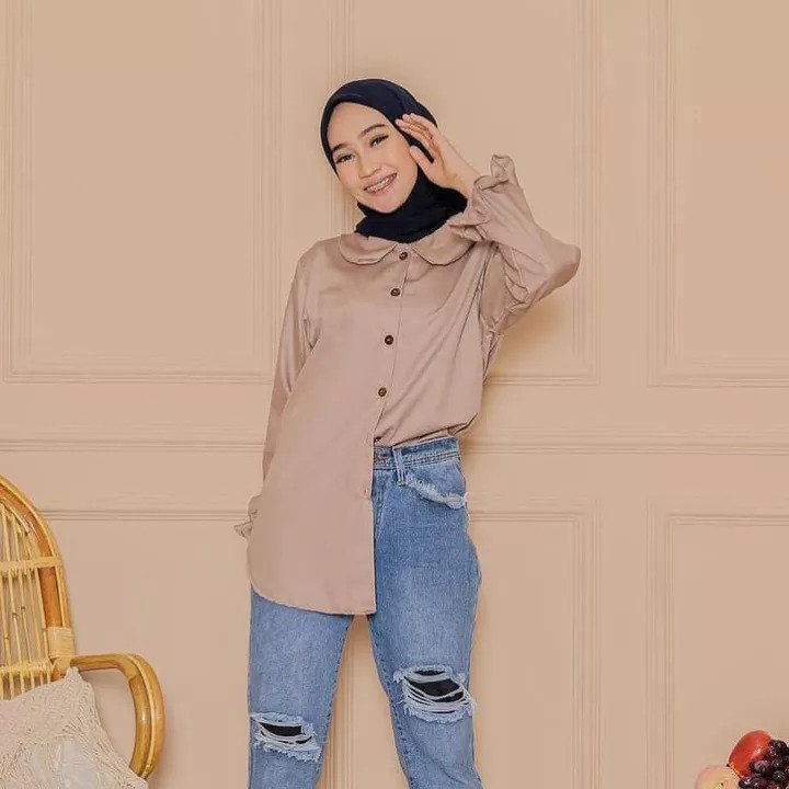 Rin Blouse Korean Basic Kemeja Mat Shakila Charla Stretch/ Fashion Outfit OOTD/ Pakaian Wanita Remaja Dewasa Model Terbaru Kekinian/ Ukuran Lengkap Normal Reguler Besar Kecil Jumbo Gede Oversize/ Size Kumplit S M L XL XXL/ LD 92 98 104 110 120 Berkualitas