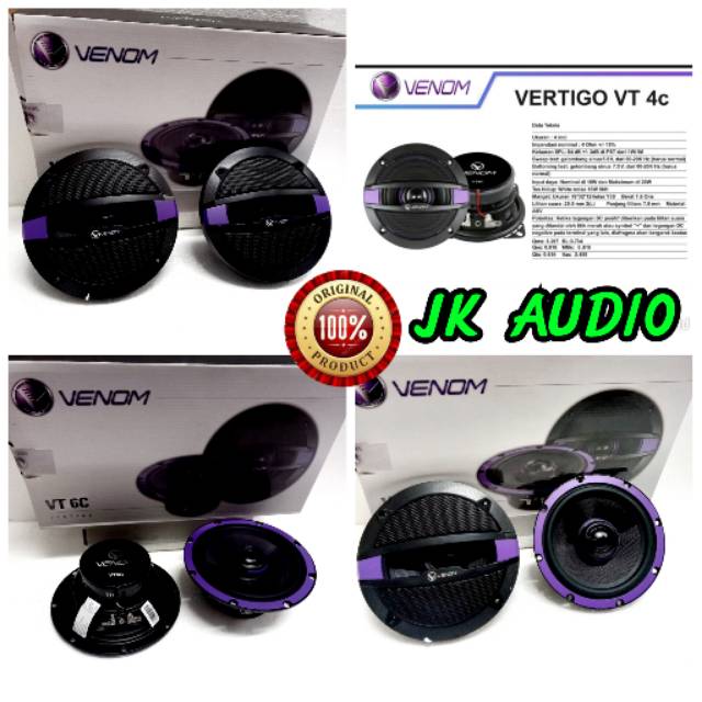 Speaker Coaxial Venom Vertigo VT6C Speaker 3 way Vertigo VT 6C New Speaker Audio Mobil Garansi Resmi