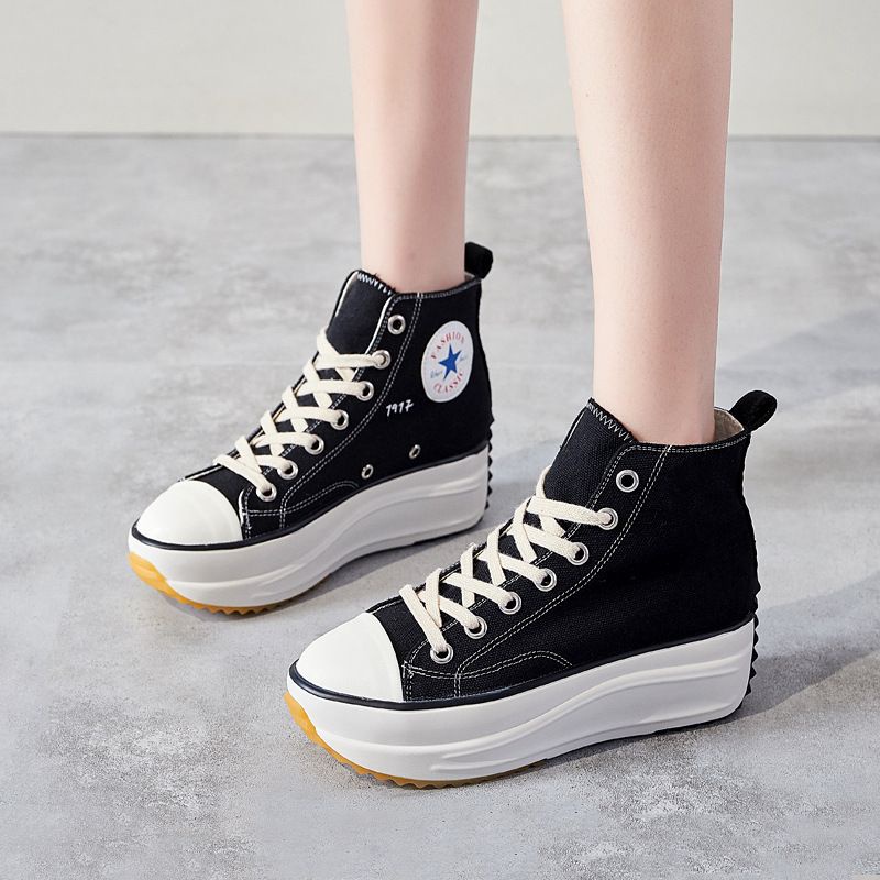 COD Sneakersdaily 560 Sepatu Sneakers Kanvas Hak Tinggi Wanita Premium