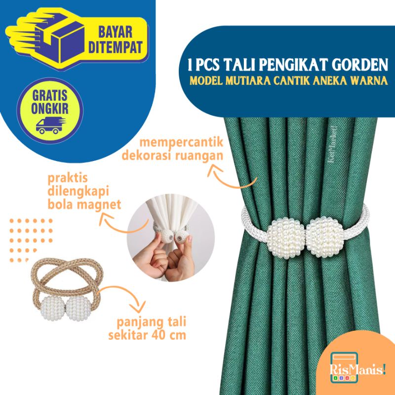 PEARL MAGNETIC CURTAIN TIEBACKS Tali Pengikat Tirai Gorden Jendela Tasel Ikat Hiasan Mutiara Cantik