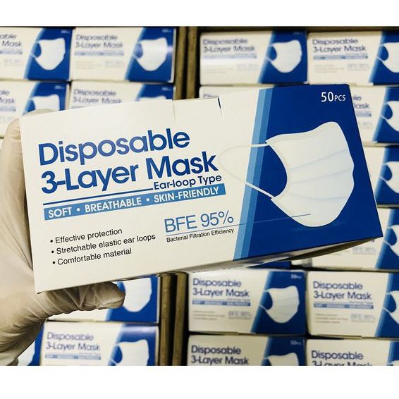 Masker 3 ply disposable (50pcs) MASKER 3 lapis PLAY EARLOOP DISPOSABLE lembut soft - masker murah - masker earloop - masker 3 ply