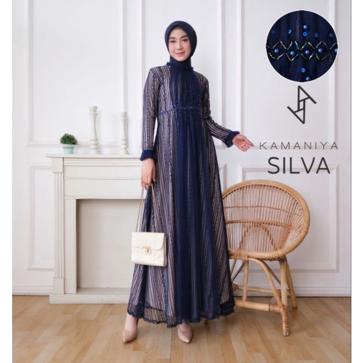 Gamis Brukat Kondangan Mewah 2023 Dewasa Baju Brukat Kamania Silva / Dress Muslim Wanita / Gamis Mod