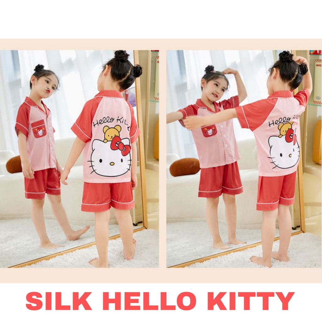 PIYAMA SILK BAJU TIDUR SANTAI ANAK CEWEK COWOK MOTIF FASHION KOREA IMPOR NYAMAN ADEM