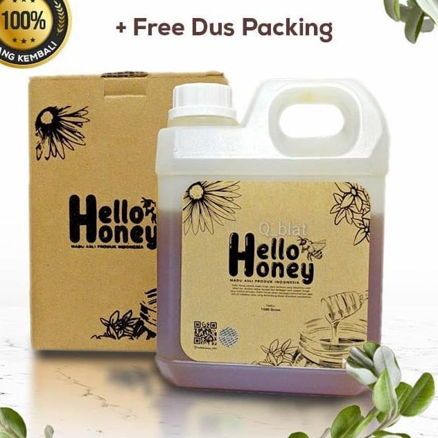 

codeX3j3I--Madu Hello Honey (Manis) 1000 Gram BPOM Halal - Madu Uray Khas Badui Asli Original 100% l Natural Raw Honey