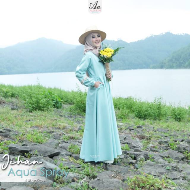 Jihan Dress Aden, Gamis Jihan By Aden Original 100%, Jihan Dress By Aden, Gamis Toyobo Jihan Aden
