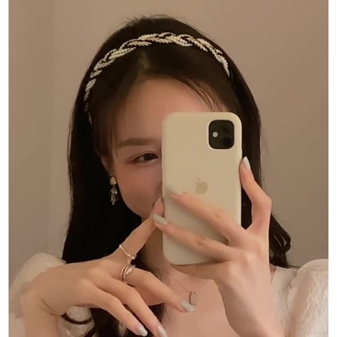 Bando Bandana Korea Wanita Kepang Mutiara Emas / Bando Pesta Hara