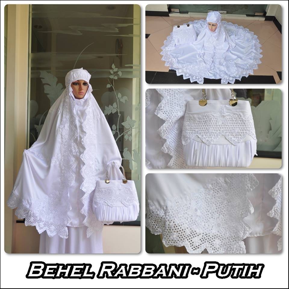 PROMO SUPER MURAH MUKENA DEWASA TAS BEHEL RABBANI PUTIH SENADA