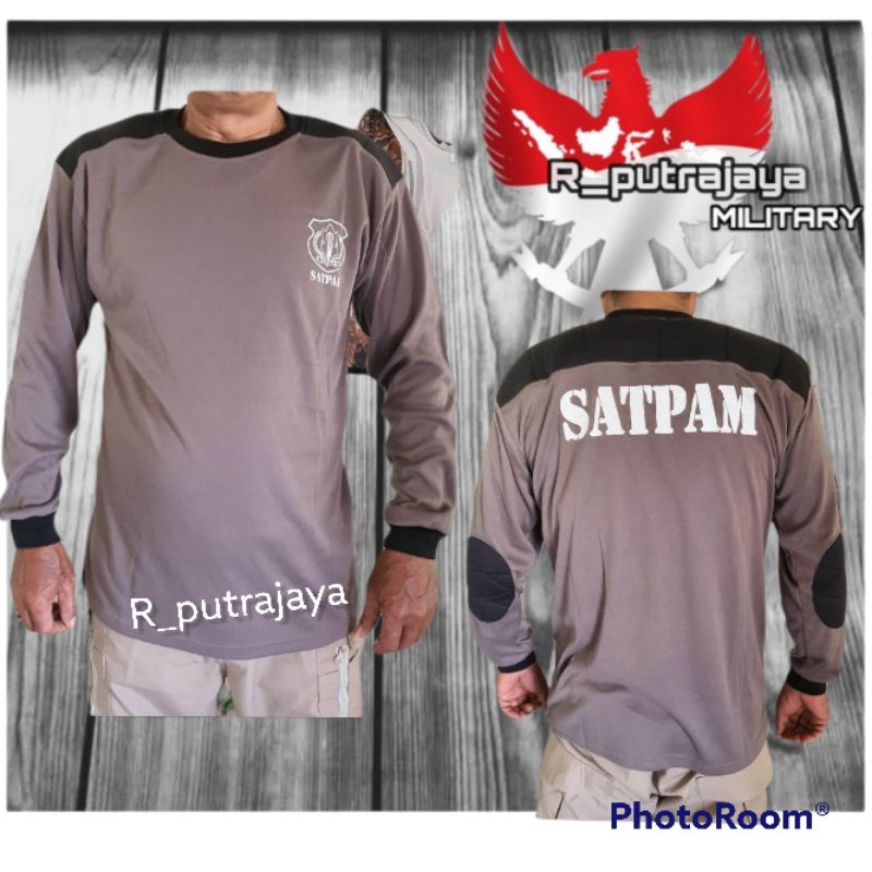 Satpam Kaos Security Kaos Polisi lengan panjang Terbaru Polos Kerah Pendek Warna Coklat