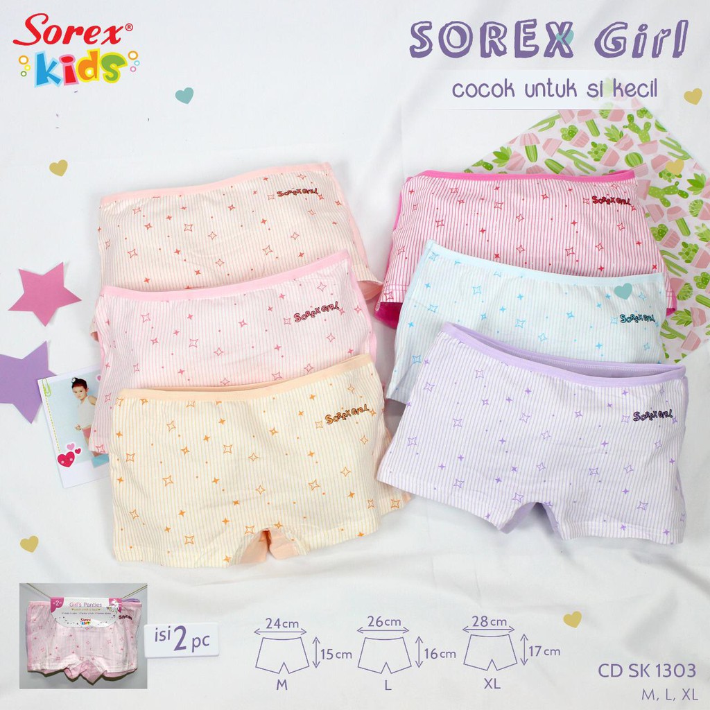 2PCS CD CELANA DALAM ANAK PEREMPUAN SOREX SEPEDA / CD ANAK CEWEK Sk 1302 ; sk 1303