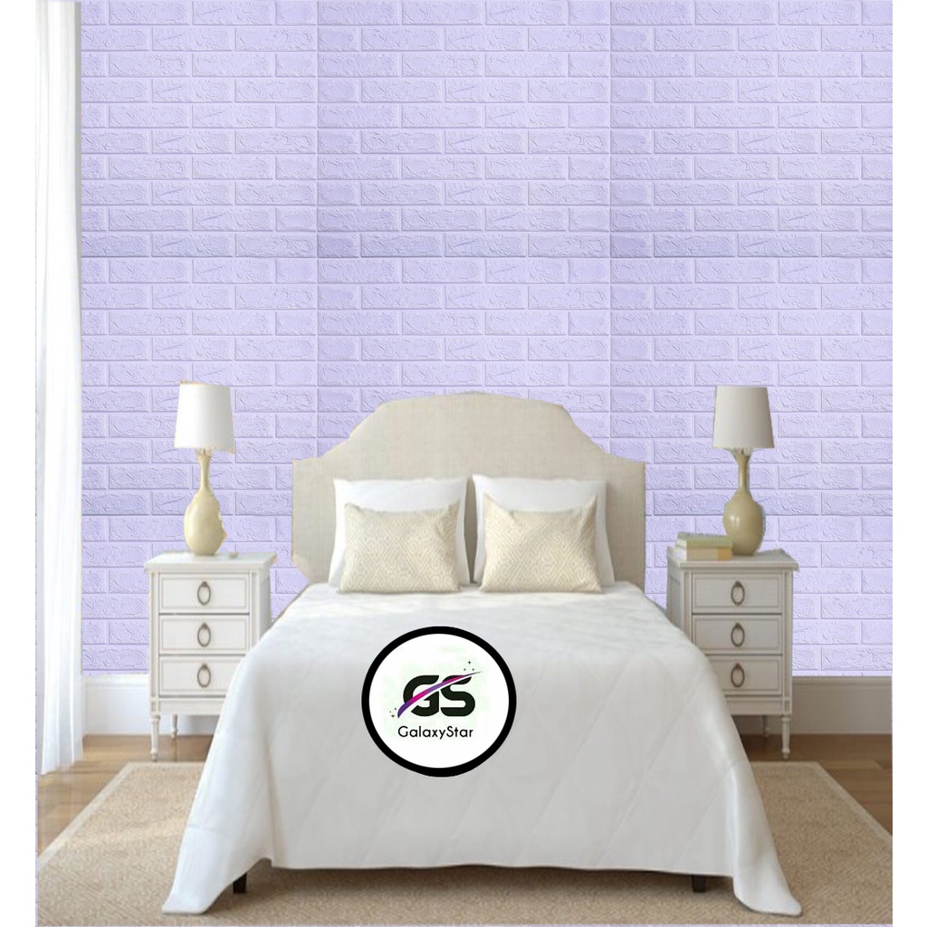 OK Wallpaper Foam 3D Bata Warna Ungu Muda Premium Wallpaper