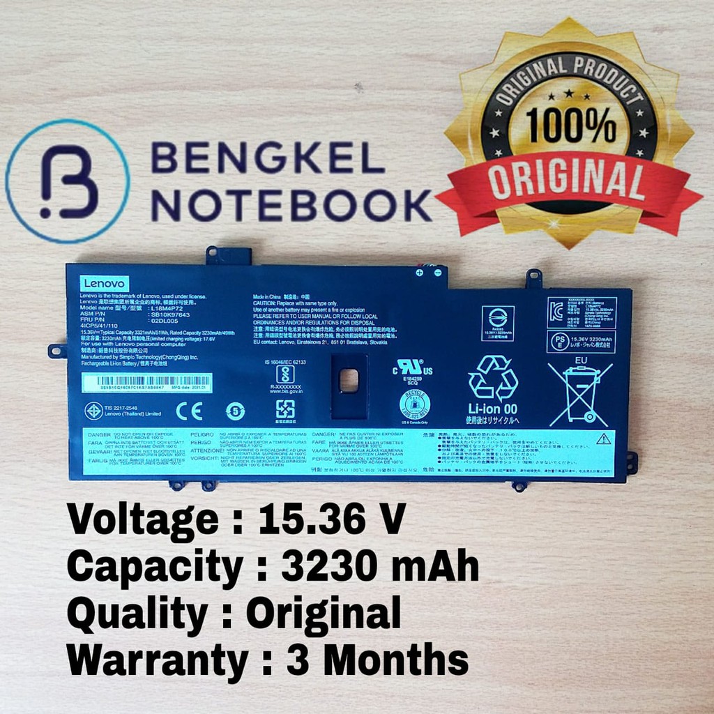 Baterai Lenovo Thinkpad  X1 Carbon L18L4P71 L18M4P72 L18C4P71