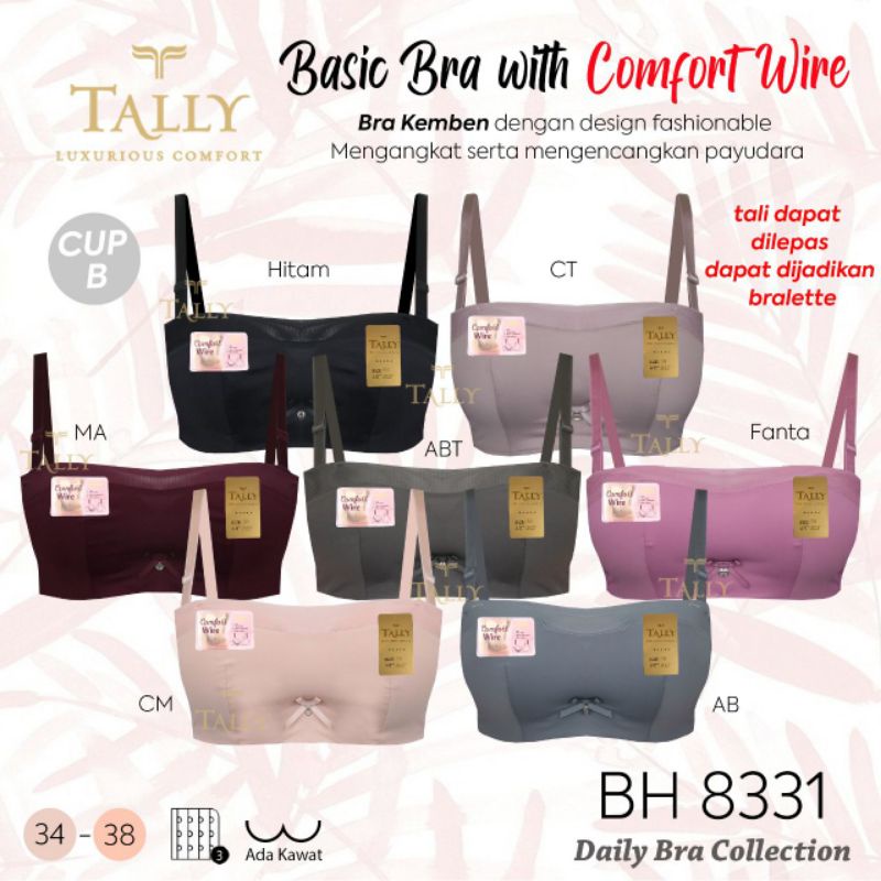 TALLY BRA BH KEMBEN 8331 | CUP B | BUSA SEDANG | ADA KAWAT | SIZE 34 - 38