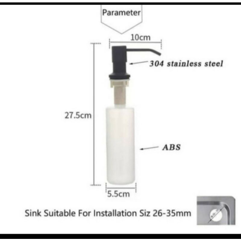TEMPAT SABUN SOAP DISPENSER TANAM HITAM