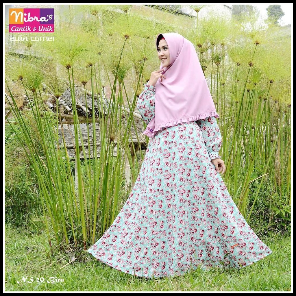 Gamis Murah Nibras NS 20 Biru Baju Wanita Terbaru Baju Gamis Terbaru