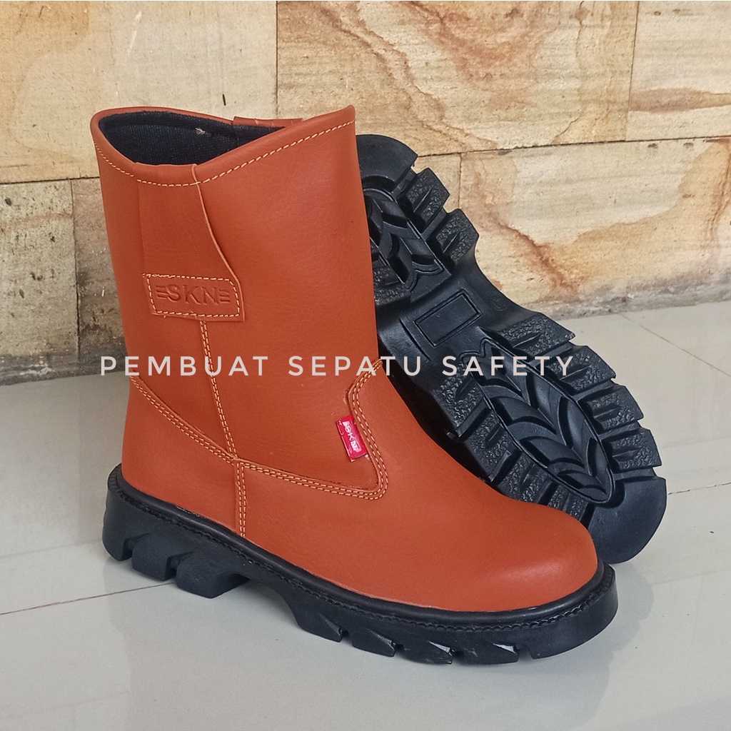 Sepatu Safety Boot Terbaru Murah Ujung Besi Kulit Sintesis