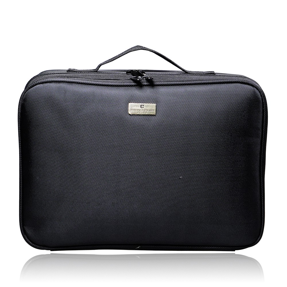 Armando Caruso Classic Beauty Bag With Mirror Medium Black - 1938