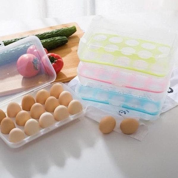 FT-521>> Box Telur Ayam isi 15 Sekat Plastik / Wadah Tempat Telur Ayam Kampung - RANDOM