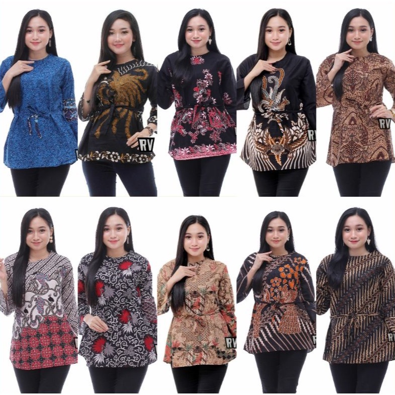 Atasan Wanita Seragam Kerja Kantor Batik Dolby Dolbi Dobby Doby Tenun Sutra Tulis Halus Katun ATBM - Blouse Blus Batik