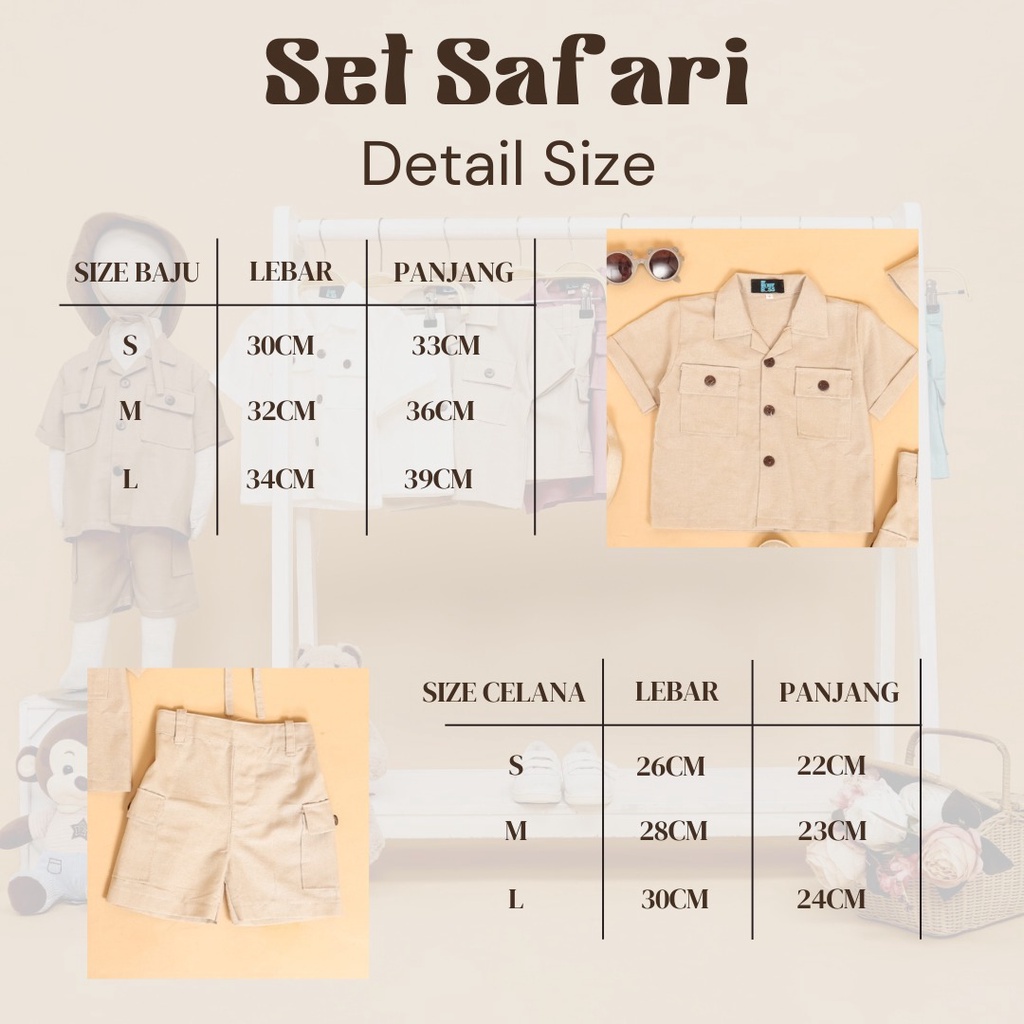 SET SAFARI SETELAN ANAK1-4 th Setelan Baju Anak