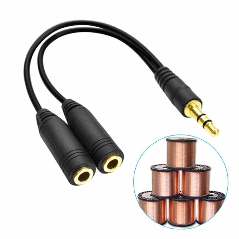 Kabel Splitter Y Audio Stereo 3.5mm 1 Male Ke 2 Female Mic TRRS Y