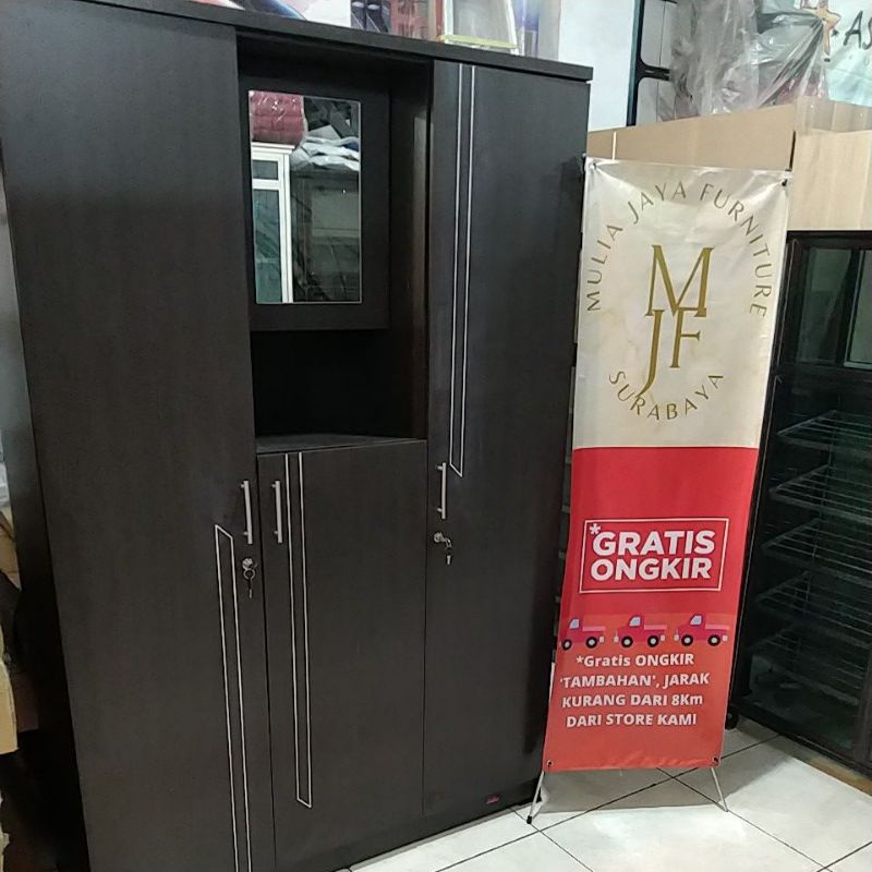 Almari Lemari Pakaian Baju 2 Pintu dan 3 Pintu Kaca Masuk